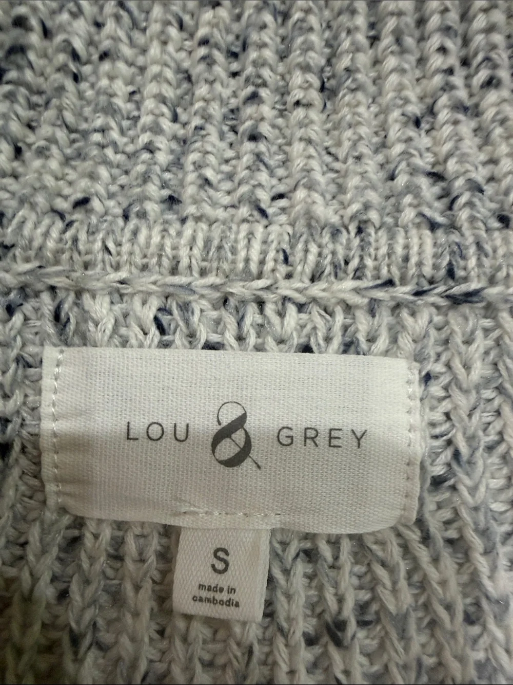 Lou & Grey Speckled Half-Zip Knit Vest - Light Gray with Navy Flecks